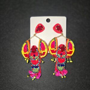 Beaded Crawfish/Lobster Dangle Earrings
